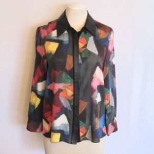 Alice & Olivia Printed Silk Blouse